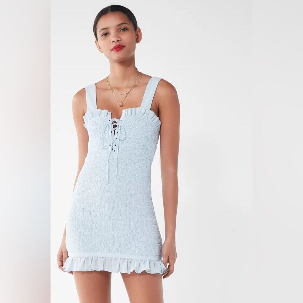 The East Order Smocked Lace-Up Ruffle‎ Dress Sz XS NWT $199